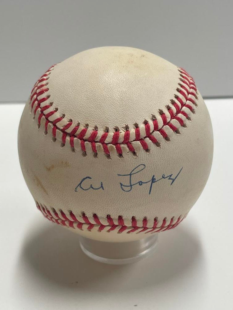 Al Lopez Single Signed 1980s AL Baseball. Auto JSA  Image 1