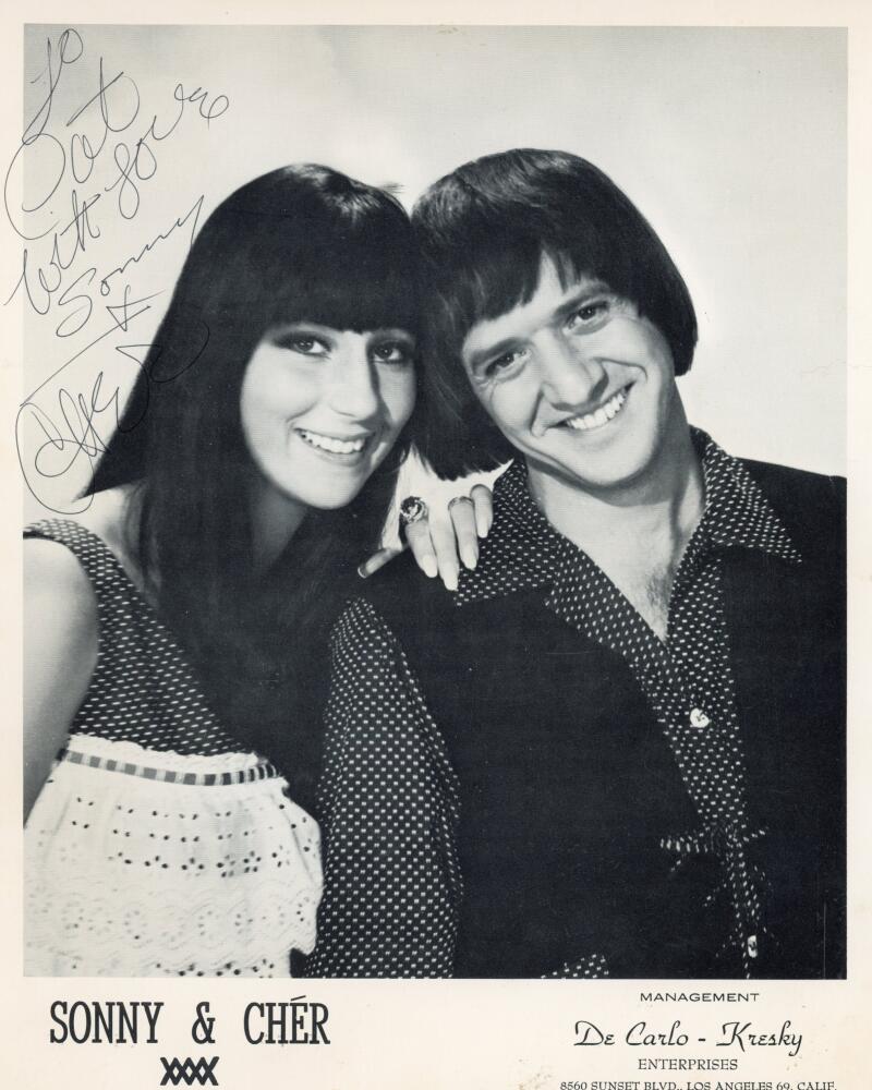 Sonny & Cher Signed + Inscribed 8x10 Photograph. Auto JSA  Image 1