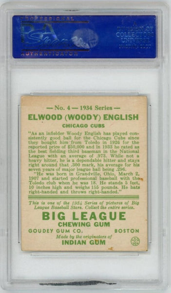 1934 Goudy Woody English #4. PSA 4 Image 2