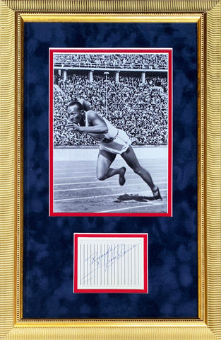Jesse Owens Signed Autograph Display, 1936 Olympics. Auto Beckett BAS Image 1