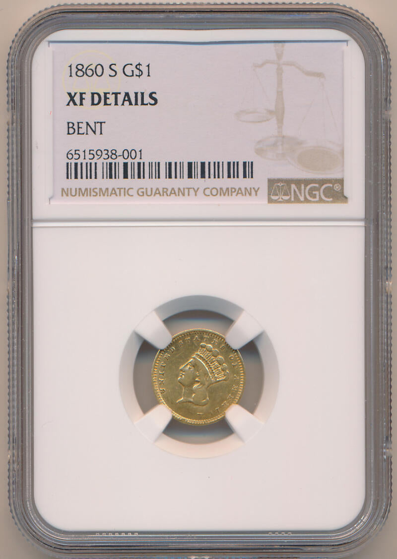 1860 S $1 Dollar Gold. NGC XF Details Image 1