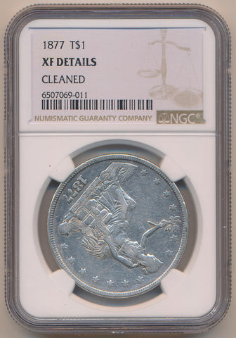 1877 Trade Silver Dollar, NGC XF Details Image 1
