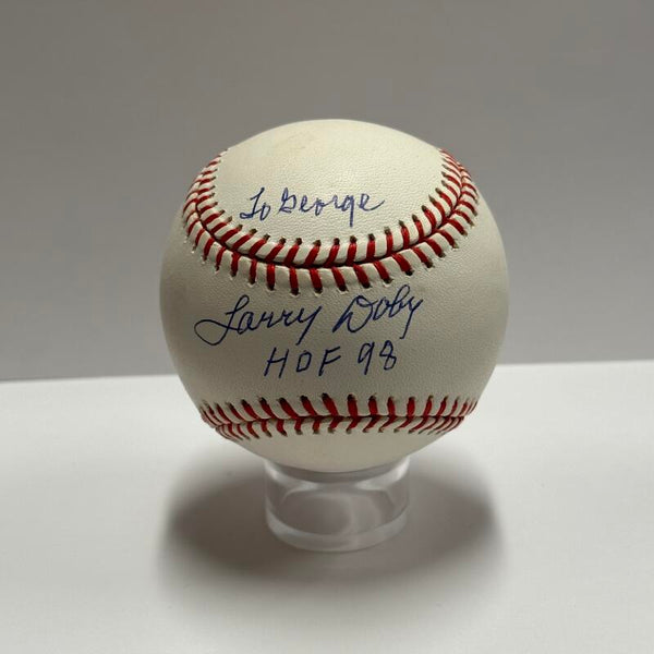 Larry Doby Single Signed Baseball Inscribed HOF 98. Auto JSA  Image 1