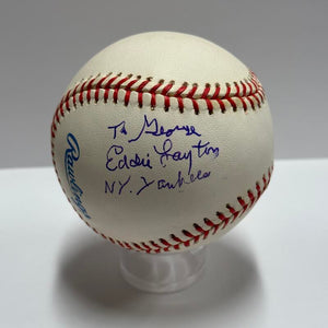 Eddie Layton Single Signed Baseball. Auto JSA  Image 1