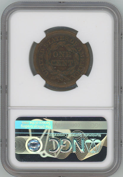 1850 Braided Hair Large Cent, NGC XF40 BN Image 2