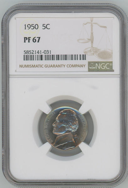 1950 United States Jefferson 5C Nickel. NGC PF67. Image 1