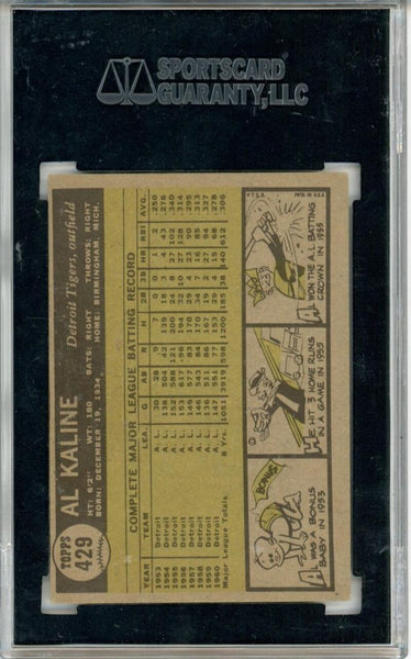 Al Kaline 1961 Topps Trading Card #429. SGC 4.5  Image 2