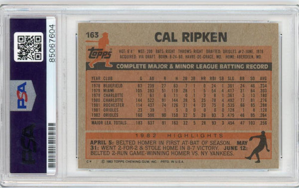1983 Topps Signed Cal Ripken Jr. PSA/DNA Image 2