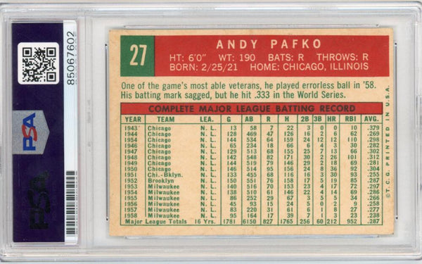1959 Topps Signed Andy Pafko. PSA/DNA Image 2