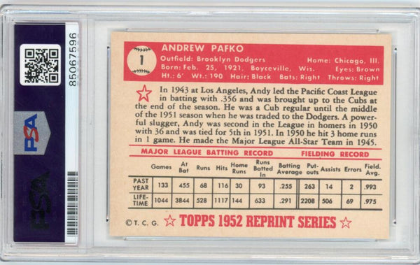 1952 Topps Reprint Signed Andy Pafko. PSA/DNA Image 2