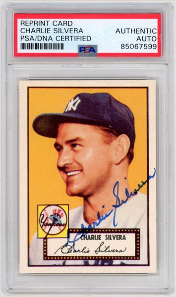 1952 Topps Reprint Signed Charlie Silvera. PSA/DNA Image 1