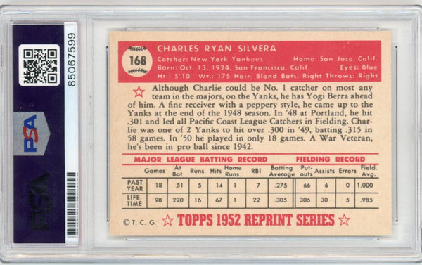 1952 Topps Reprint Signed Charlie Silvera. PSA/DNA Image 2