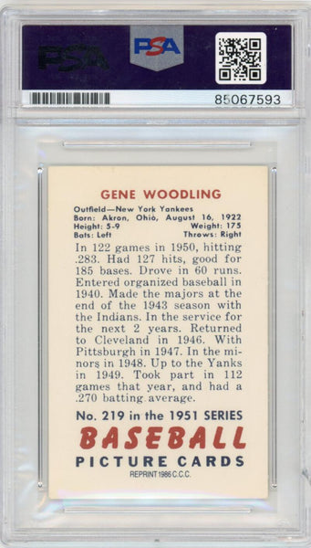 1957 Bowman Reprint Signed Gene Woodling. PSA Image 2