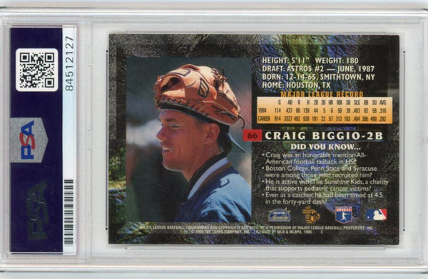 1995 Topps Craig Biggo Signed Card. Auto PSA Image 2