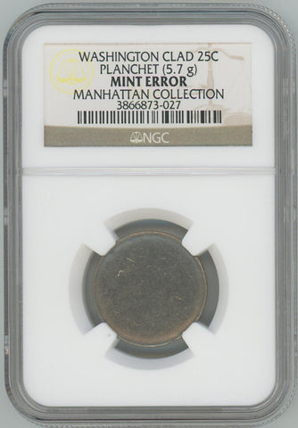 Washington Quarter Clad Planchet. NGC Mint Error. Manhattan Collection. Image 1
