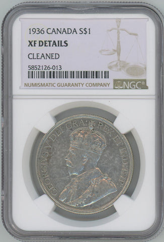 1936 Canada Silver Dollar. NGC XF Details Image 1