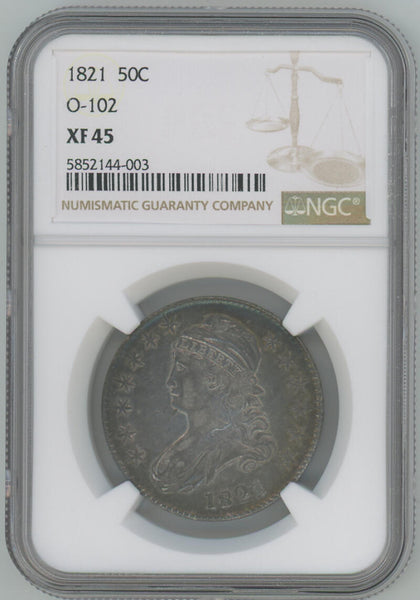 1821 Bust Half Dollar, O-102 NGC XF45 Image 1