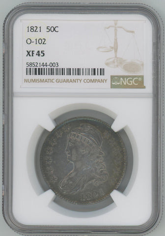1821 Bust Half Dollar, O-102 NGC XF45 Image 1