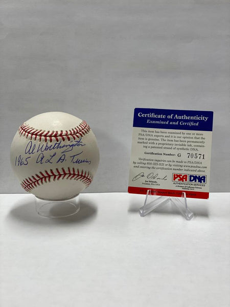 Al Worthington Signed and Inscribed Baseball. Auto PSA Image 3