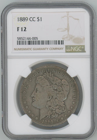 1889 CC Morgan Silver Dollar, NGC F12 Image 1