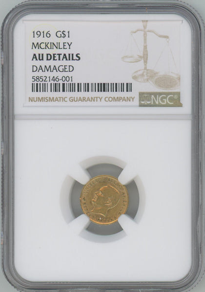 1916 McKinley $1 Dollar Gold. NGC AU Details Image 1