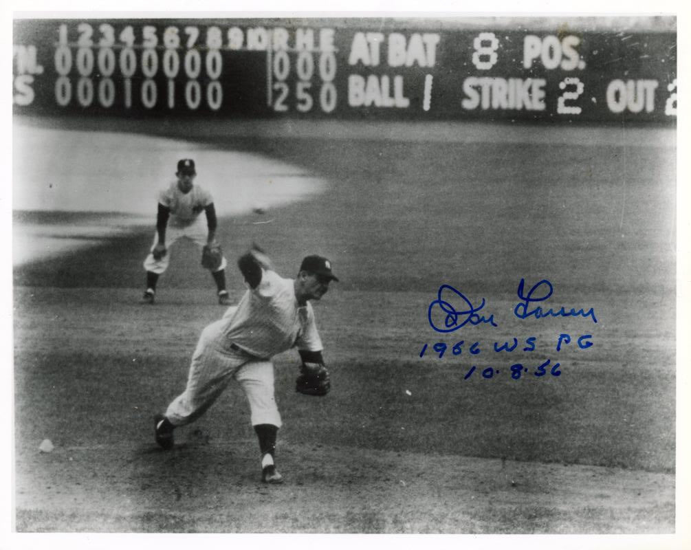 Don Larsen Signed 8x10 Photo, Inscribed "1966 WS PG 10-8-56". Auto PSA Image 1