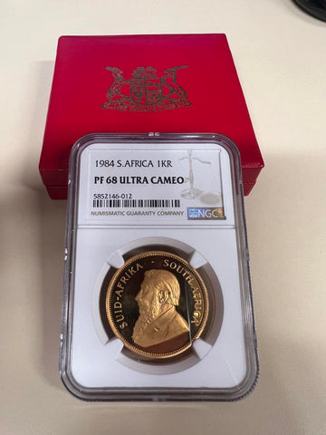 1984 S South Africa PROOF Krugerrand NGC PF68 Ultra Cameo. With Box Image 1