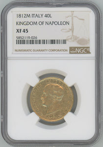 1812 M Italy 40 Lire. Kingdom of Napoleon. NGC XF45 Image 1