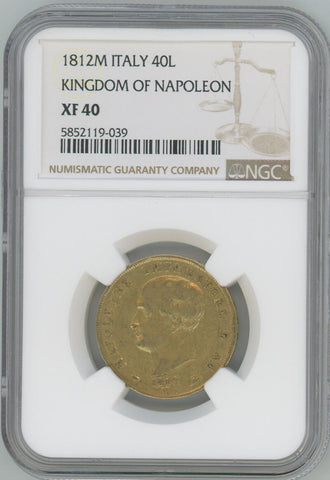 1812 M Italy 40 Lire. Kingdom of Napoleon. NGC XF40 Image 1
