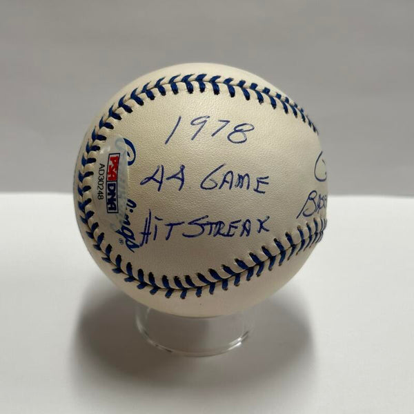 Pete Rose Single Signed Official Joe DiMaggio Baseball with Inscribed Hit Streaks. PSA Image 3