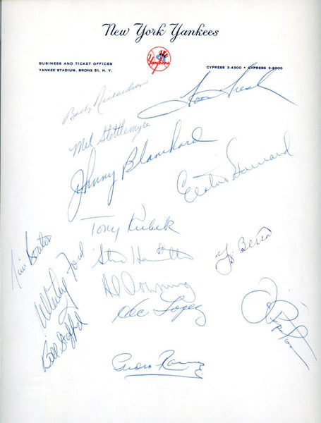 1964 Yankees Team Sheet Elston Howard & Others Multi Signed Page. PSA Image 3