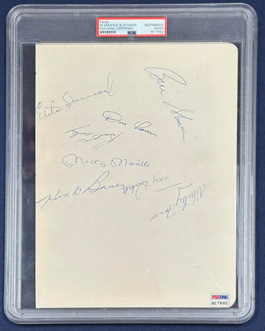 1958 Yankees Team Sheet Mickey Mantle & Others Multi Signed Page. PSA Image 1