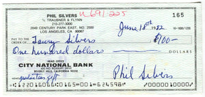 Phil Silvers Signed Check. Auto JSA Image 1