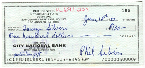 Phil Silvers Signed Check. Auto JSA Image 1