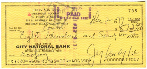 Jerry Van Dyke Signed Check. Auto JSA Image 1