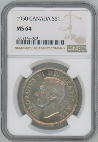 1950 Canada Silver Dollar. NGC MS64 Image 1