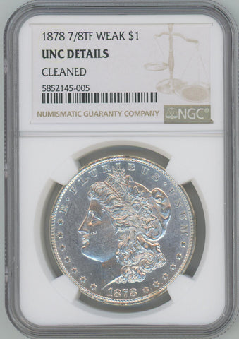 1878 7/8TF Weak Morgan Silver Dollar, NGC Unc Details Image 1