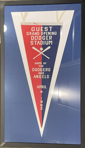 1962 Original Dodgers Stadium Grand Opening Pennant Image 1