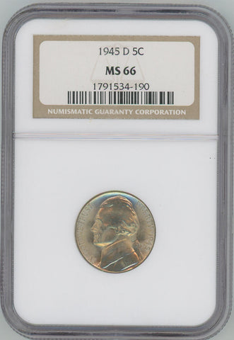 1945 D Silver  Jefferson War Nickel. Silver. NGC MS66 Image 1