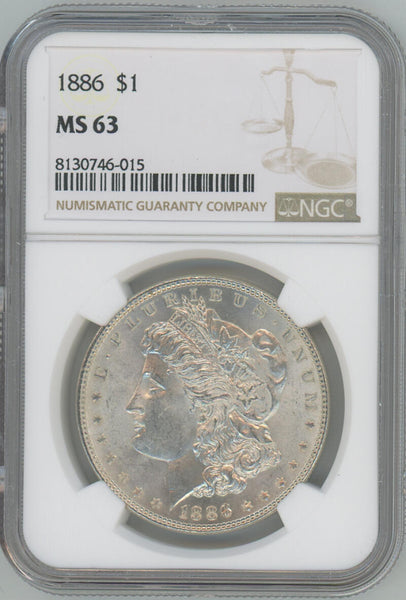 1886 Morgan Silver Dollar, NGC MS63 Image 1
