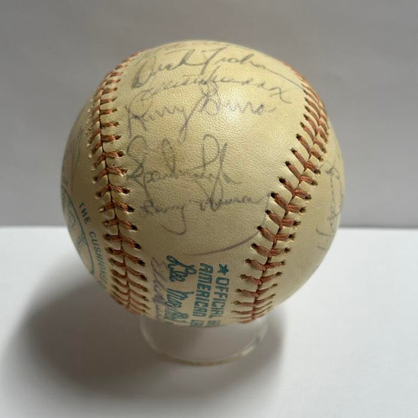 1974 Yankees Multi Signed (23) Baseball Featuring Whitey Ford and Thurman Munson. Auto JSA Image 6