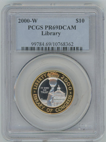 2000 W Proof Library of Congress Bimetallic Gold + Platinum Coin. $10. PCGS PR69 DCAM Image 1