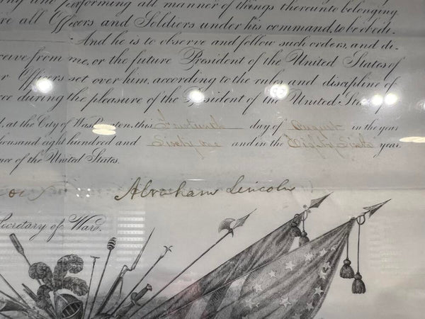 Abraham Lincoln Signed Military Appointment. Beautifully Framed! JSA Image 3