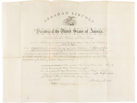 Abraham Lincoln Signed Document. IRS Appointment. JSA Image 1