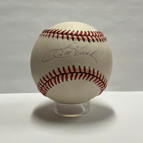 Tom Tresh Single Signed Bobby Brown 1980s Baseball. Auto JSA Image 1
