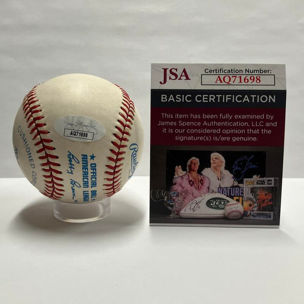 Tom Tresh Single Signed Bobby Brown 1980s Baseball. Auto JSA Image 3