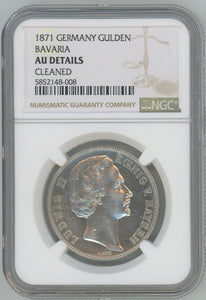 1871 Germany Gulden. Bavaria. NGC AU Details Image 1