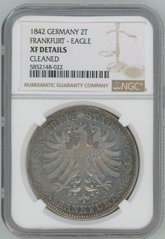 1842 Germany 2 Thaler. Frankfurt-Eagle. NGC XF Details Image 1