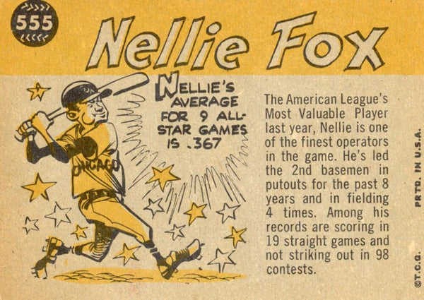 1960 TCG Nellie Fox #555. Image 2