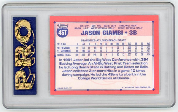 1991 Topps Traded Jason Giambi Rookie #45. PRO Mint 9 Image 2